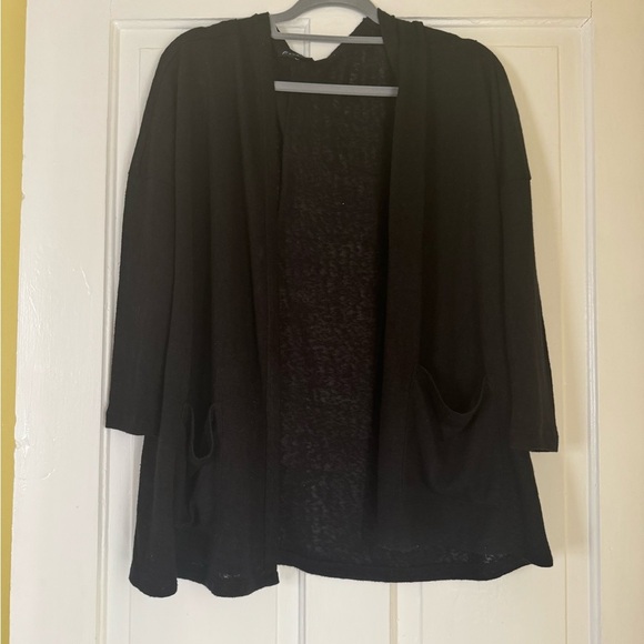 Bobeau Black Open Front Patch Pocket Cardigan: X-Small - Picture 1 of 2